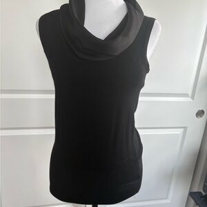 White House Black Market Black Cowl Neck Sweater Top Sheer around the neck